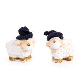 Logbuch-Verlag 2 Small Sheep Easter Gift Figures Decoration with Hat 8 cm Easter Figure Children Colleagues