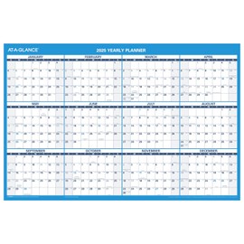 AT-A-GLANCE 2025 Erasable Calendar, Dry Erase Wall Planner, 36" x 24", Large, Yearly, Horizontal/Vertical, Seasons in Bloom (PA133-25)