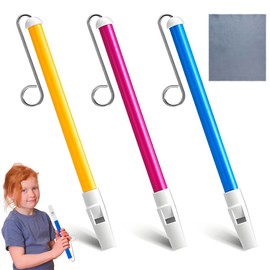 Slide Whistle, 3PCS Sliding Plastic Whistle Instrument with Stainless Steel Sliding Drawbars and Cleaning Cloth for Kids Music Enlightenment Parent - Child Interaction Gift