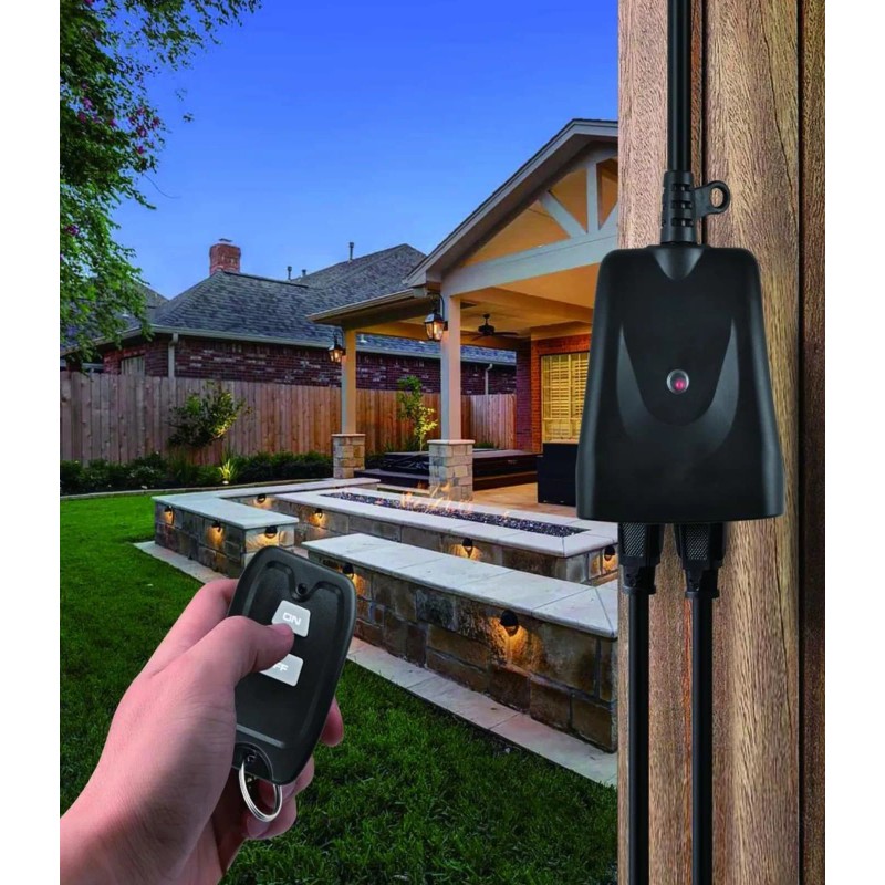 Performax Wireless Remote Control 2 Outlet Receiver 80' Range Weatherproof