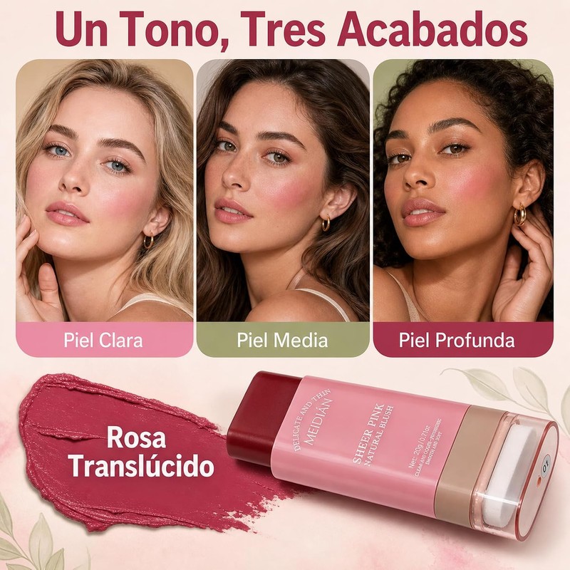 Rubor en Crema 3 en 1, Blush en Barra para