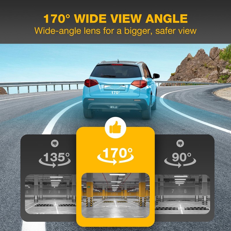 Backup Camera for Car, Metal Housing 170°Wide View Angle Rear/Side/Front