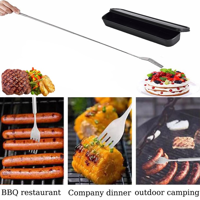 Telescopic Extendable Extending Fork 63cm Long Stainless Stee