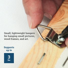 PHS D-Ring Picture Hangers with Screws 100 Pack - Small Triangle Frame Hangers for Picture Hanging - Mirror Hanging Hardware - Picture Frame Hardware for Lightweight Paintings