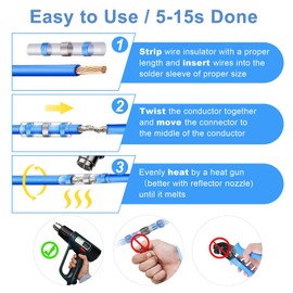 800 PCS Solder Seal Wire Connectors Heat Shrink Butt Connector Sleeve Insulated Electrical Butt Splice Wire Terminals Waterproof for Marine Automotive Boat Truck (5Size/5Color)