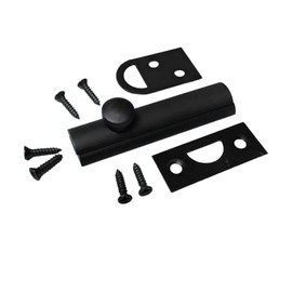 2.5 Inch Flat Door Bolts Black Plated Bolt Door Latches Tower Bolt Sliding Lock Flat Slide Safety Door Barrel Bolt with Screws 1 Pack.