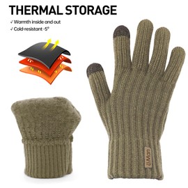 Long Keeper Touchscreen Winter Gloves - Warm Liner Touch Screen Warm Gloves for Men Women Stretchy Knit Gloves Windproof Elastic Cuff for Running Driving Hiking