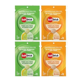  SaltStick FASTCHEWS? Resealable, Variety 4 Pack of Tart Orange & Zesty Lemon-Lime