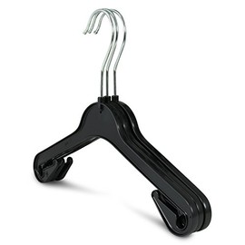 FAMY. Shop Children's Plastic Coat Hangers – Baby Clothes Hanger Space Saving Swivel Hook Children's Hanger Wardrobe, Colour, 26 cm Black