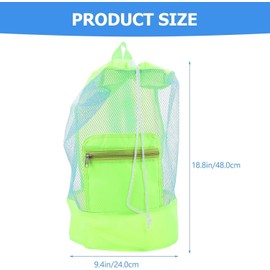 WADY Foldable Swim Mesh Sand Beach Bag - Waterproof Beach Toy and Gym Bag for Swimming, Vacation, Sports with Adjustable Shoulder Straps, Portable Mesh Drawstring Backpack (Green)