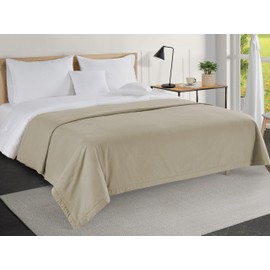 LANE LINEN Cotton Twin Size Blanket - Lightweight, Soft, Comfortable Large Blanket with Cooling and Breathable Design for Guest Room, Camping, and Outdoor Travel - Taupe