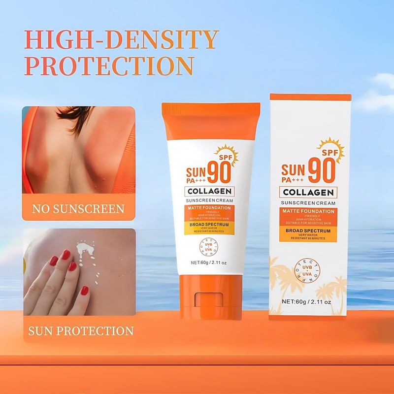 Collagen Sunscreen SPF 90 PA+++,Ultra High Protection Sunblock Against UVA/UVB,Factor