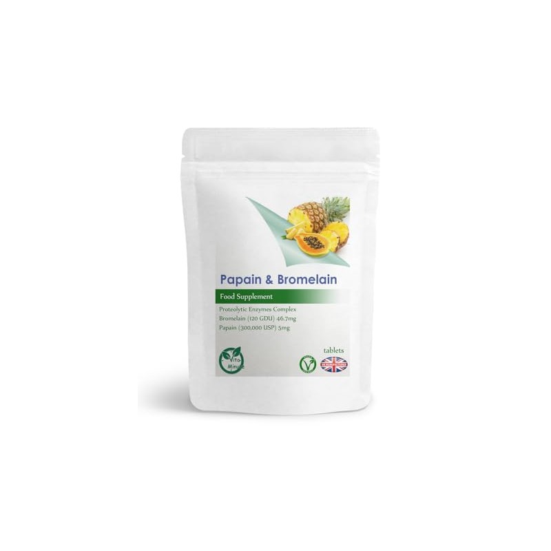 100 Tablets - Papain and Bromelain (Vegan) Protein Digesting Proteolytic