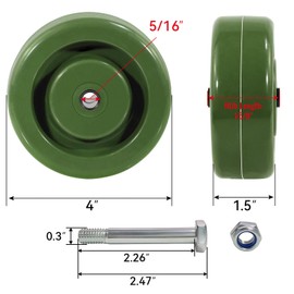 NINOSO High Temperature Caster Wheels, 4" x 1.5" Heavy Duty Industrial Wheels, 5/16" Bore Epoxy Resin Oven Rack Casters Wheel, Set of 2 Replacement Wheels for Industrial (2 Wheel)