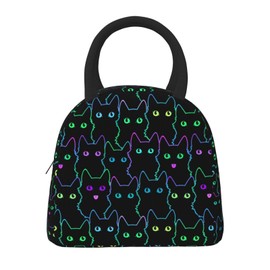 Duduho Cute Cat Silhouettes Lunch Bag Large Tote Bag Reusable Lunch Box Container For Women Men Office Work Picnic, 10l