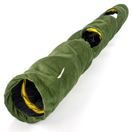 Dilekita - Velvet Fabric - Foldable/Collapsible - 55x9.84 Inches Cat Tunnel (Forest Green)