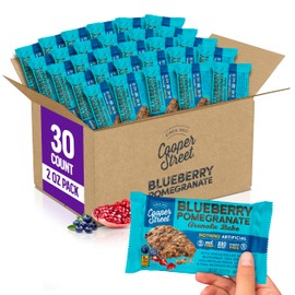 Cooper Street Granola Cookie Bake - Chewy Granola Bars with Chia, Flax, Buckwheat and Oats in Delicious Blueberry Pomegranate Flavor | Individually Wrapped Healthy Breakfast Bars | 2 oz | 30 Pack