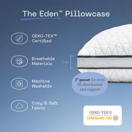 Coop Home Goods Eden Cool Pillow Cover, King Pillowcase for Memory Foam Pillows, Breathable Ultra Soft Fabric Covers with 2-inch Gusset