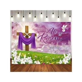 LTLYH 8x6ft Easter Jesus Backdrop Easter Jesus He is Risen Background Banner Easter Resurrection Background for Easter Day Celebration Party Decor Banner Easter Background Photo Props for Home 259