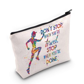 WZMPA Runner Cosmetic Makeup Bag Running Lover Gifts Don't Stop When You Are Tired Stop When You're Done Zipper Pouch Bag For Running Team, Stop When Done, Fit
