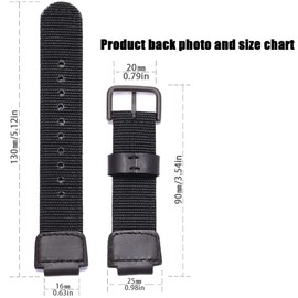 16mm Nylon Leather Strap Compatible with Casio GA-100 GA110 GA2100 DW5600E GA-700 DW6900 AWG-M100 DW003B MCW100 Repalcement Watch band(Black Black buckle)