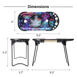 Decorative Tray Metal Tray Set Includes Foldable Stand and Accessories, Multi-Functional Small Trays with Cool Pattern, 8.5"x3.5"
