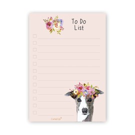 Curled Up Greyhound A6 To Do List Notepad – 50 Tear Off Pages - Greyhound Lover Gift – Notes Organiser – Dog Lover Memo Desk Pad - Stocking Filler