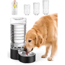 Heouvo 2.5 Gallon Automatic Dog Water Dispenser【Wide Mouth for Easy Hand-in Cleaning】【Removable Stainless Steel Bowl】, Gravity Refilling Large Capacity for Cats and Dogs, Multi-Pet Homes