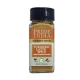 Pride of India - PACK of 6 - Turmeric Latte Spice Mix – Gourmet & Warm Tea Spice Blend – Healthy/Gluten-Free – Ideal for Lattes/Smoothies/Golden Milk – Easy to Use – 2 oz. Small Dual Sifter Bottle
