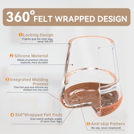 24PCS Upgraded Silicone Chair Leg Floor Protectors for Hardwood Floors, Furniture Sliders for Chair Legs, 360°Felt Pad Bottom Wrapped Thickening Furniture Pads Cap Covers to Scratch and Reduce Noise