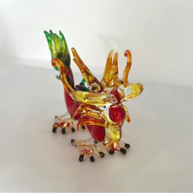 VIE Naturals Hand Blown Glass Sculpture, Dragon