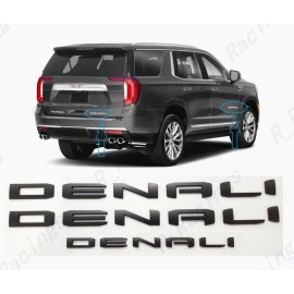 GMC 3pc Matte Black Door Rear DENALI Emblems Letters 2021-2023 GMC Yukon Yukon XL