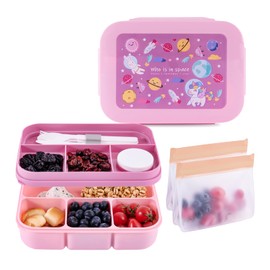 Lunchneoo Leak-Proof, 8-Compartment Bento-Style Kids Lunch Box - Ideal Portion Sizes for Ages 6+, Durale, Drop-Proof, Dishwasher Safe, & Made with BPA-Free Materials (red)