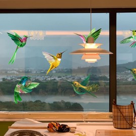 Healeved 1set Anti-Collision Bird Window Decals Static Cling Decorative Stickers for Bedroom Decor Movable Reusable Eye-catching Bird Shapes Practical Safety