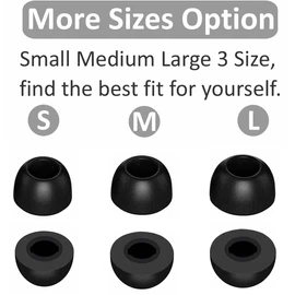 A-Pcas Memory Foam Eartips for JBL In-Ear Earbuds, Fit in the Case, Noise Isolating Fit and Enhancing Feelings, S/M/L, 3 Pairs Set, Black, (214JBLB3)