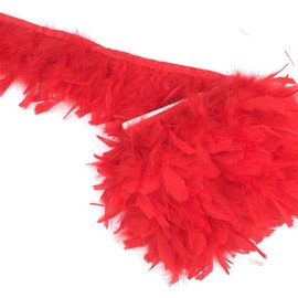 Sowder Turkey Feathers Trim Fringe for Party Wedding Dress Sewing Crafts Costumes Decoration Pack of 2 Yards (red)