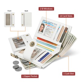 SENDEFN Small Purse for Women Leather Bifold Multi Mini Card Holder Organizer Ladies Purse Zipper Coin with Removable ID Window