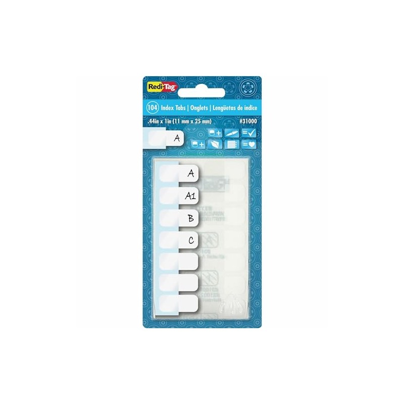 Redi-Tag, RTG31000, Permanent Stick Write-On Index Tabs, 104 / Pack
