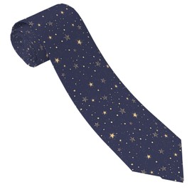 Womgela Navy Blue Gold Stars Men Tie Men's Necktie Casual Gift for Boys Teens Daily Graduation Birthday Party