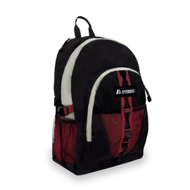 Everest Luggage Backpack with Dual Mesh Pocket, Burgundy/Gray/Black, Burgundy/Gray/Black, One Size