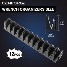 CENFORGE 12PCS Modular Wrench Organizer Magnetic, Wrench Organizer for Tool Box Drawer - Wrench Holders with Metric & SAE Labels, Gift for Mechanics, Black