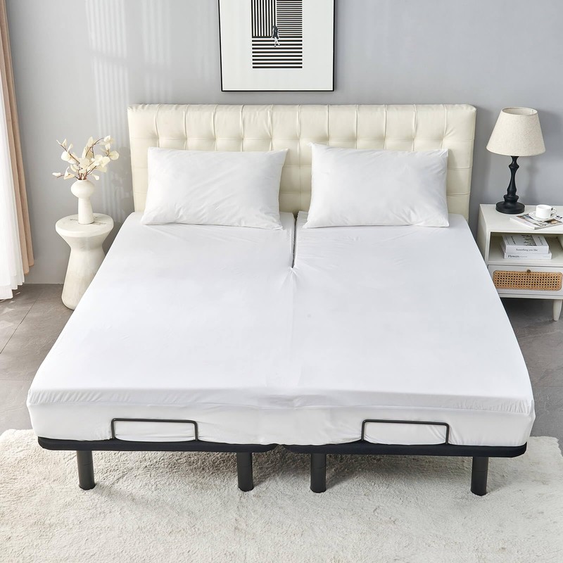 Kingnex Waterproof Split Top King Mattress Protector for Adjustable Bed