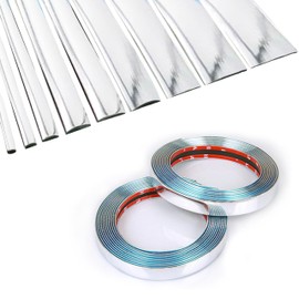 16Ft Chrome Silver Extra Thick Auto Molding Trim Universal Bumper Window Door Body Side Decorative Strip Scratch-Proof (Width: 1inch [25mm])