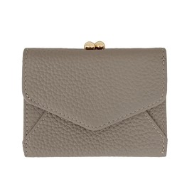 Compact Mini Wallet, Genuine Leather, Small Folding Wallet, Trifold Wallet, Coin Purse, Lightweight, Card Case, Large Capacity, Women's, beige (taupe)