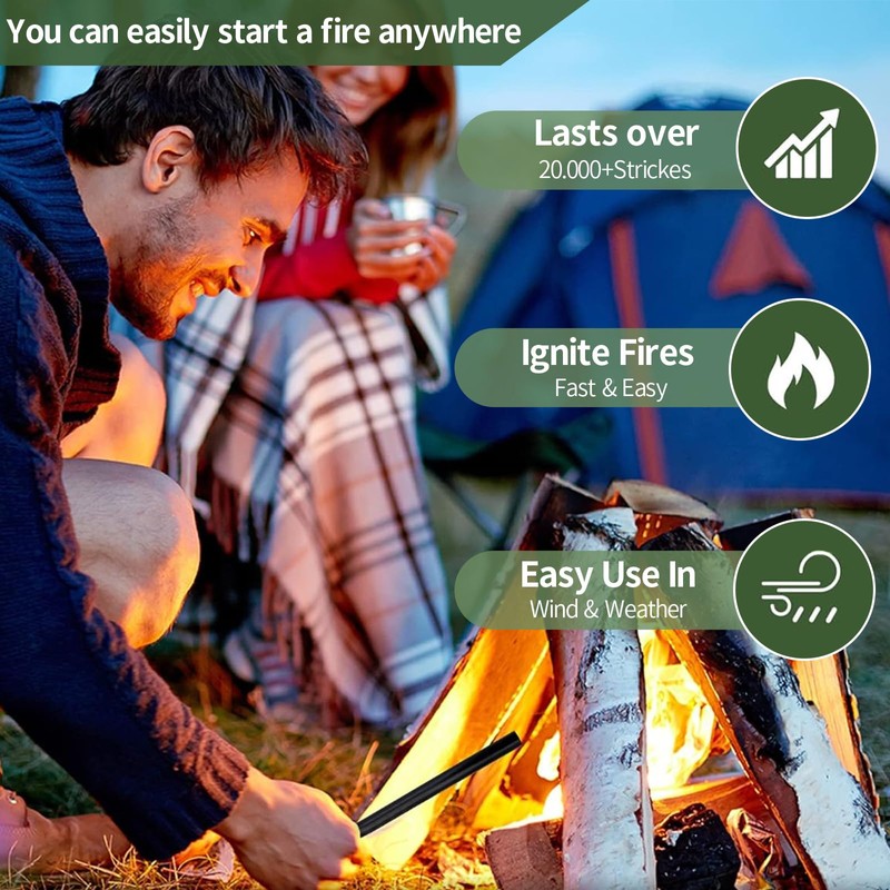 12.7 * 127mm Survival Ferrocerium Drilled Flint Fire Starter for