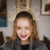 Healeved Tocado Gótico Plástico Diosa Dorada Corona Metal Sunburst Diadema