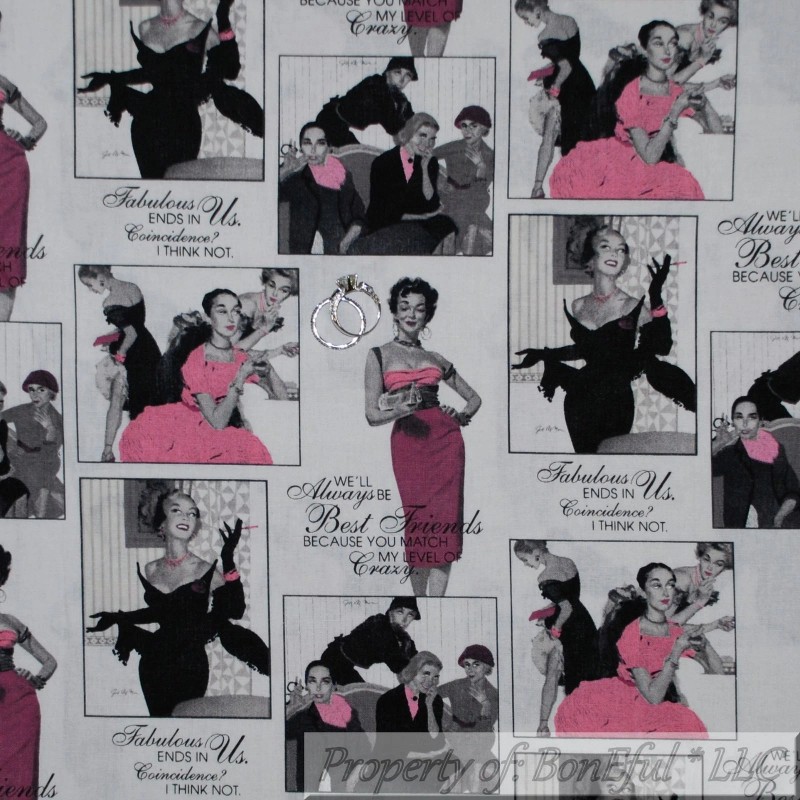 Quilting Treasures BonEful FABRIC FQ Cotton Quilt White Black B&W