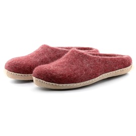 Nootkas Women's Felted Merino Wool 'Astoria' Mule House Slipper (Bordeaux, Size 10.5-11.0)