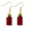 "Red Wine Lover" Wine Red Glass Rectangles with Goldtone Accents;