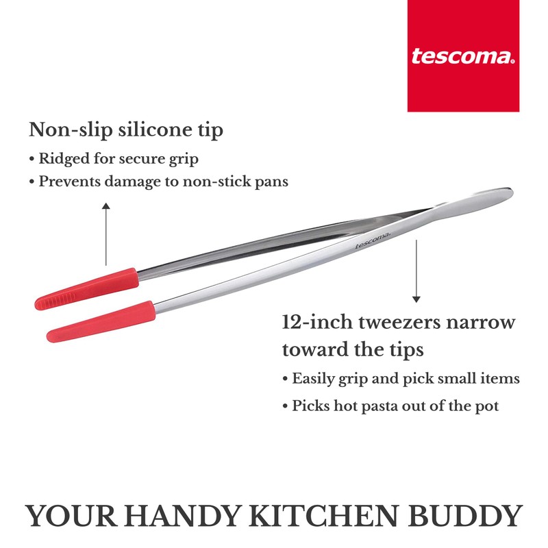 Tescoma PINZA COCINA Con PALAS DE SILICONA PRESTO, silikon, Acero